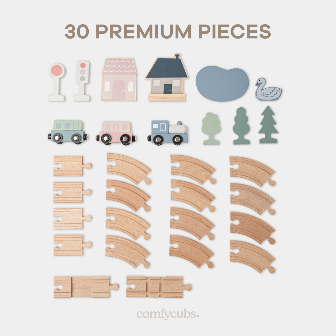 Wooden Train Set for Toddlers