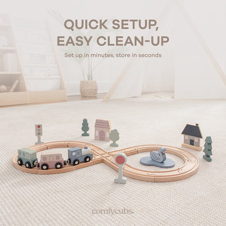 Wooden Train Set for Toddlers