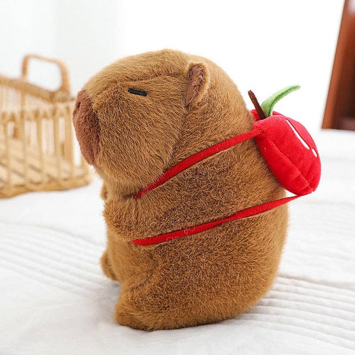Capy with red apple backpack plush